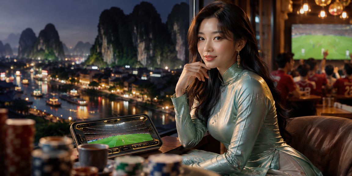 Cảnh quan Ninh Bình yên bình kết hợp không gian giải trí cá cược hiện đại với áo dài truyền thống